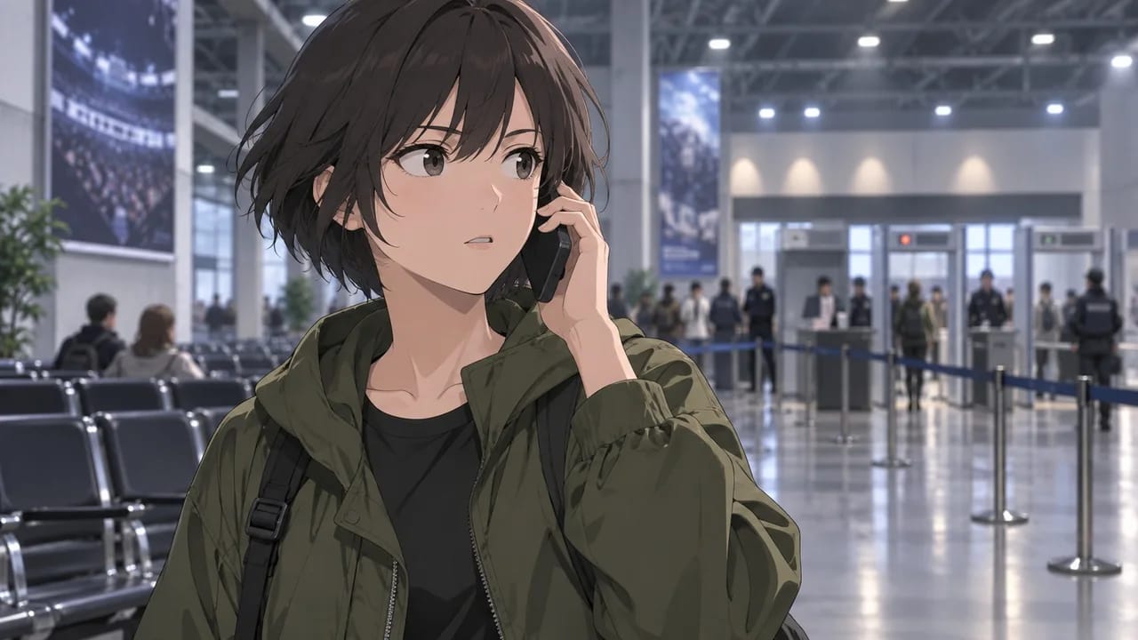 Illustration: Mira contacts a sponsor after losing the staff-pass route