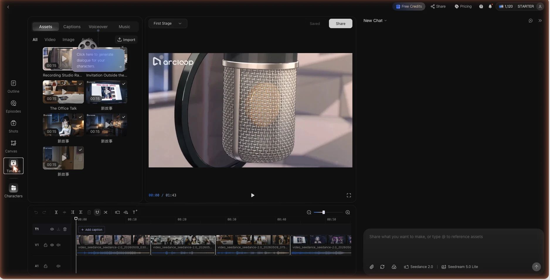 Edit timeline and export